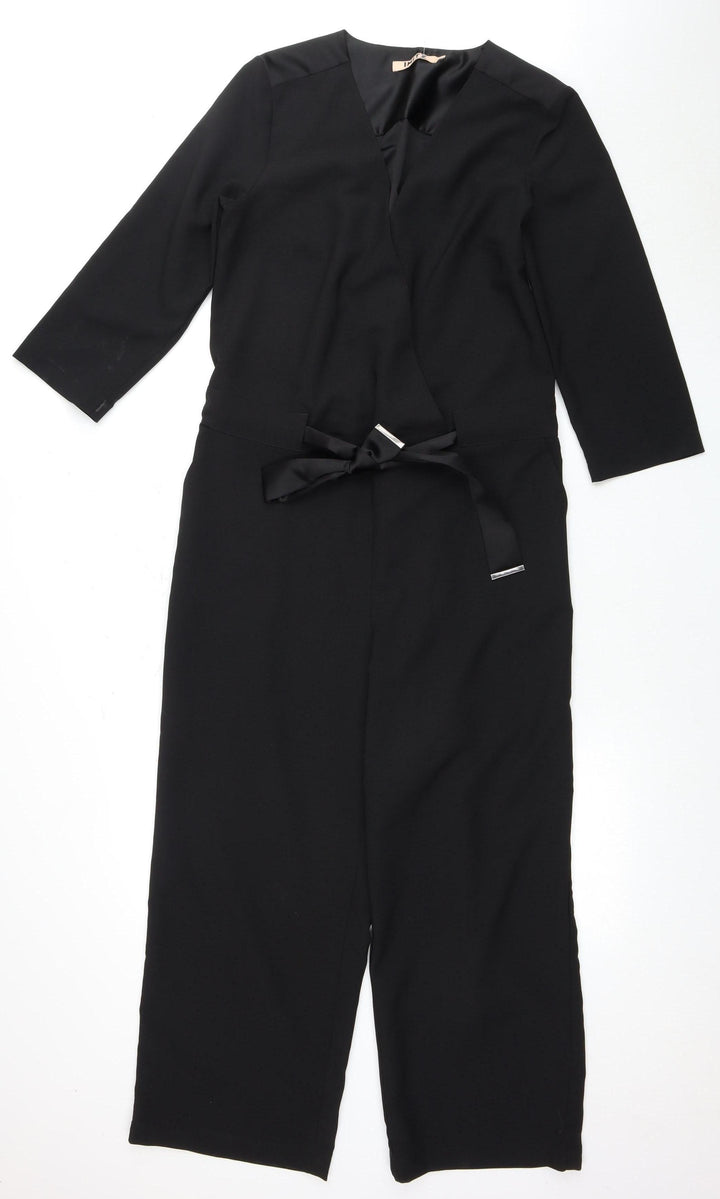 IMITZ Women's Black Jumpsuit - Size 10, Belted, Long Sleeve
