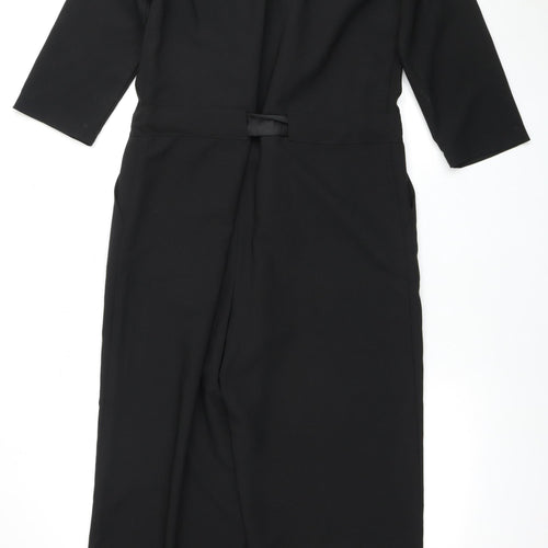 IMITZ Women's Black Jumpsuit - Size 10, Belted, Long Sleeve
