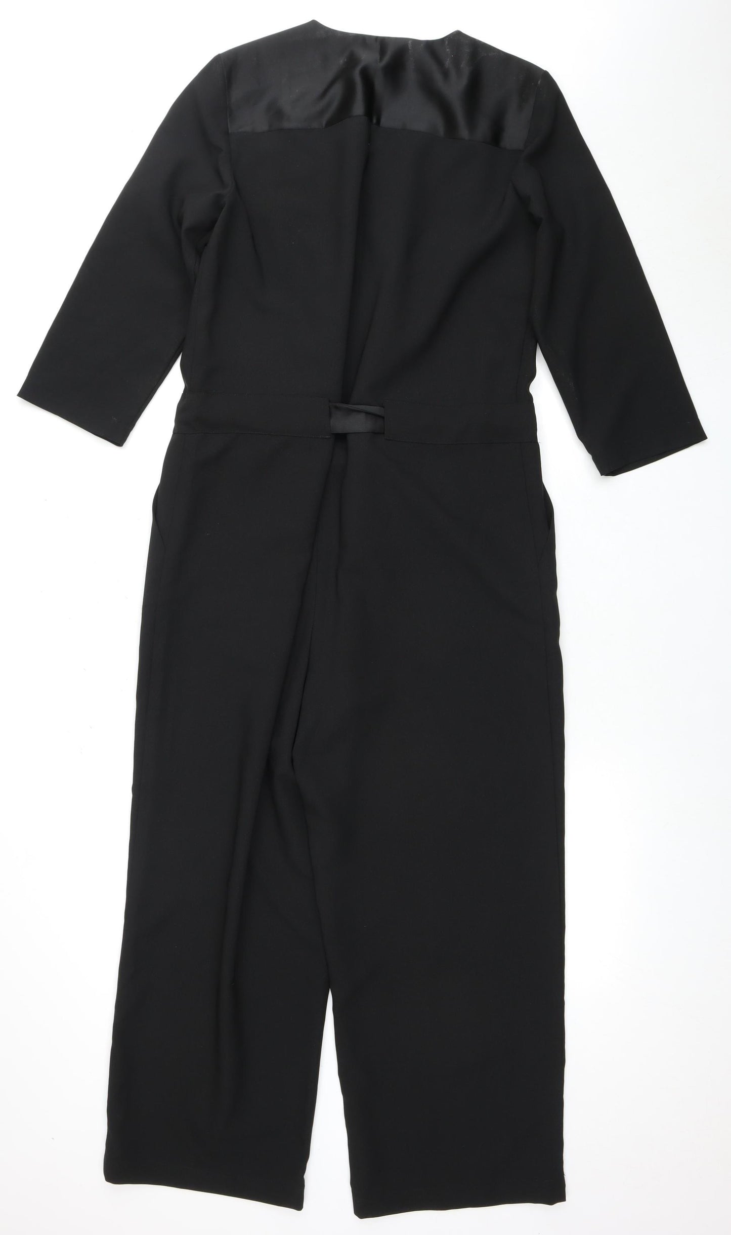 IMITZ Women's Black Jumpsuit - Size 10, Belted, Long Sleeve