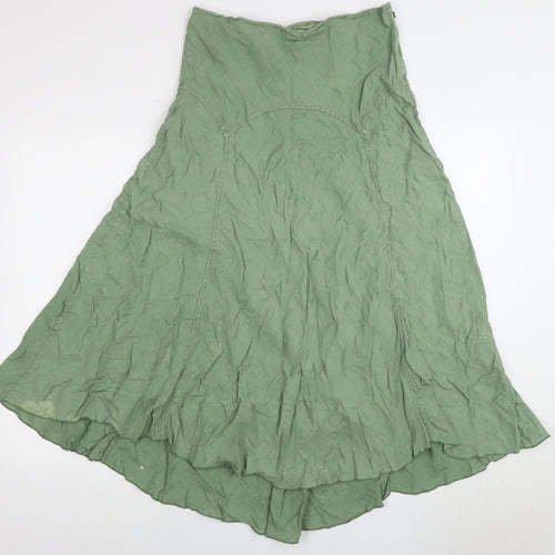 Kew Women's A-Line Green Linen Skirt, Size 14