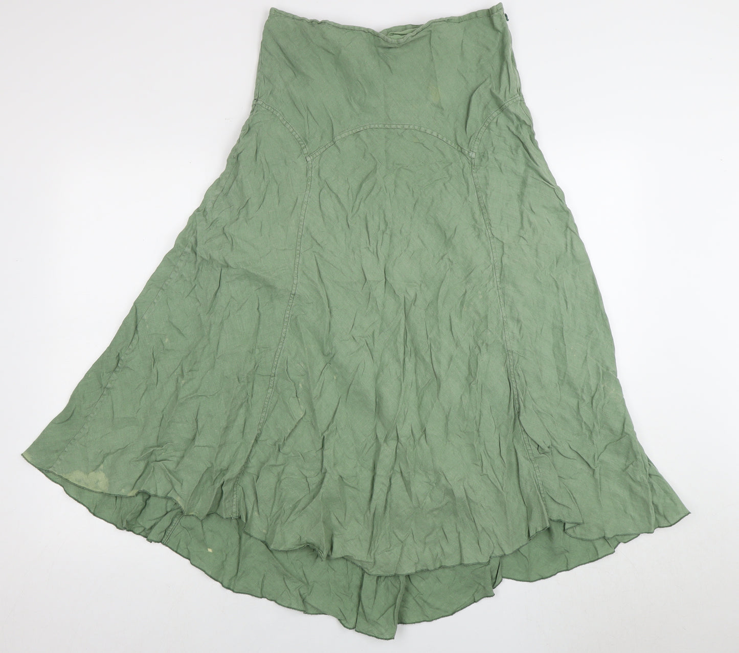 Kew Women's A-Line Green Linen Skirt, Size 14