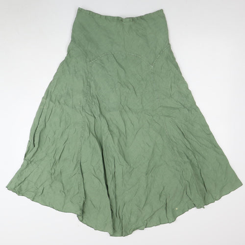 Kew Women's A-Line Green Linen Skirt, Size 14