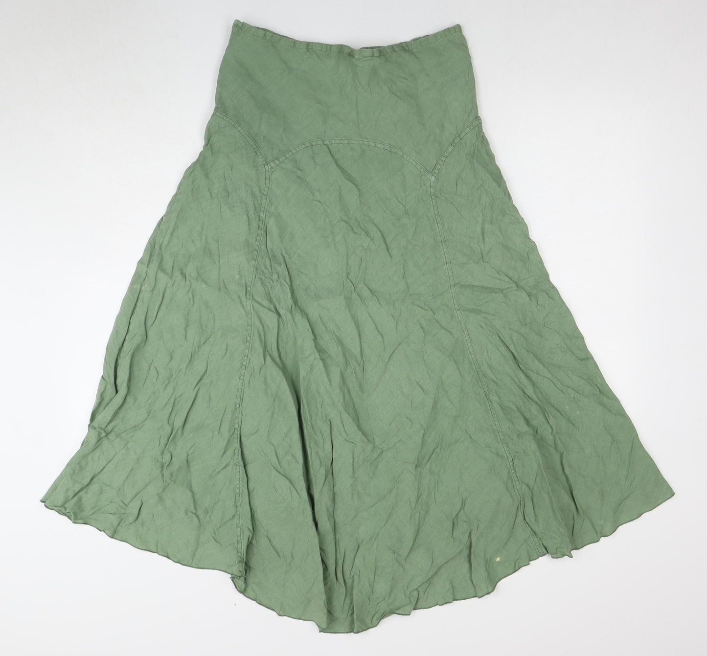 Kew Women's A-Line Green Linen Skirt, Size 14