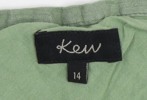 Kew Women's A-Line Green Linen Skirt, Size 14