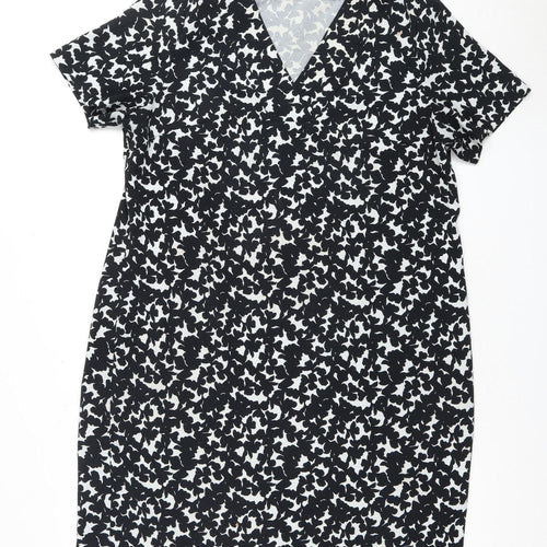 M&S Women's Black & White Animal Print Sheath Dress