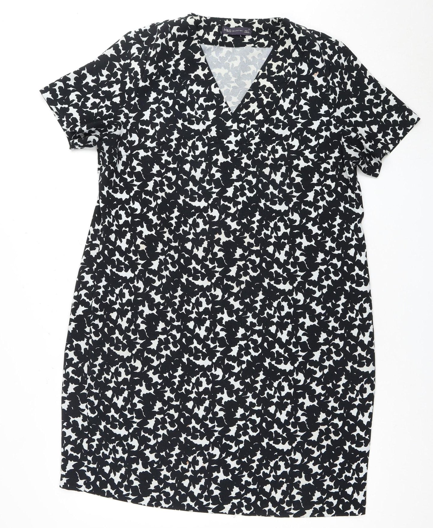 M&S Women's Black & White Animal Print Sheath Dress