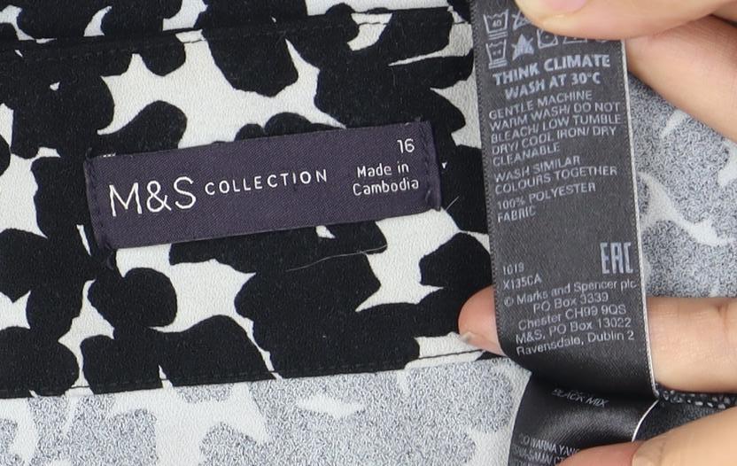 M&S Women's Black & White Animal Print Sheath Dress