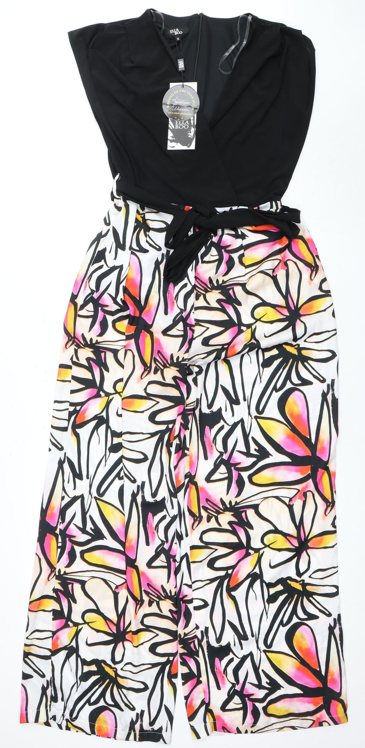 Ella Boo Women's Multicoloured Floral V-Neck Jumpsuit Size 10