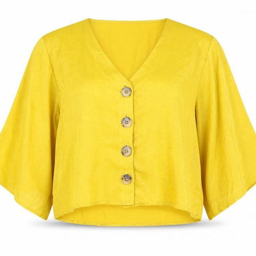 OED London Women's Kimono Sleeve Top Yellow Size 10