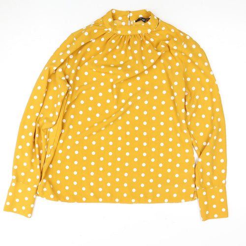 Dorothy Perkins Women's Yellow Polka Dot Blouse, Size 10