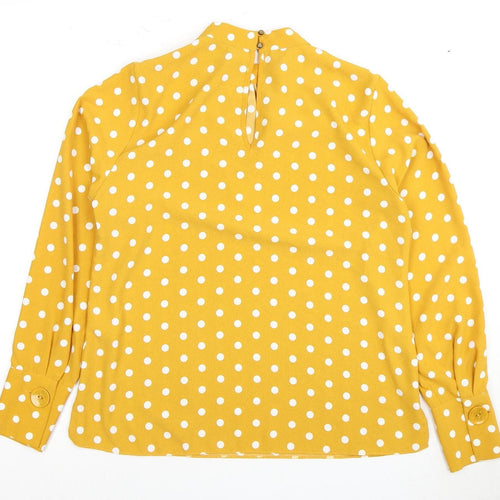 Dorothy Perkins Women's Yellow Polka Dot Blouse, Size 10