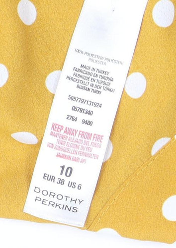 Dorothy Perkins Women's Yellow Polka Dot Blouse, Size 10
