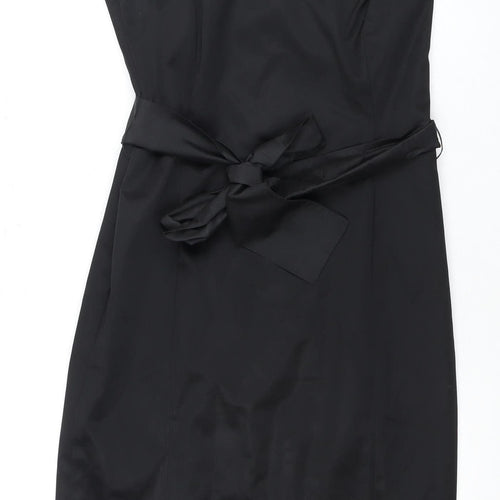 Coast Women's Black Sheath Dress with Bow Belt - Size 10