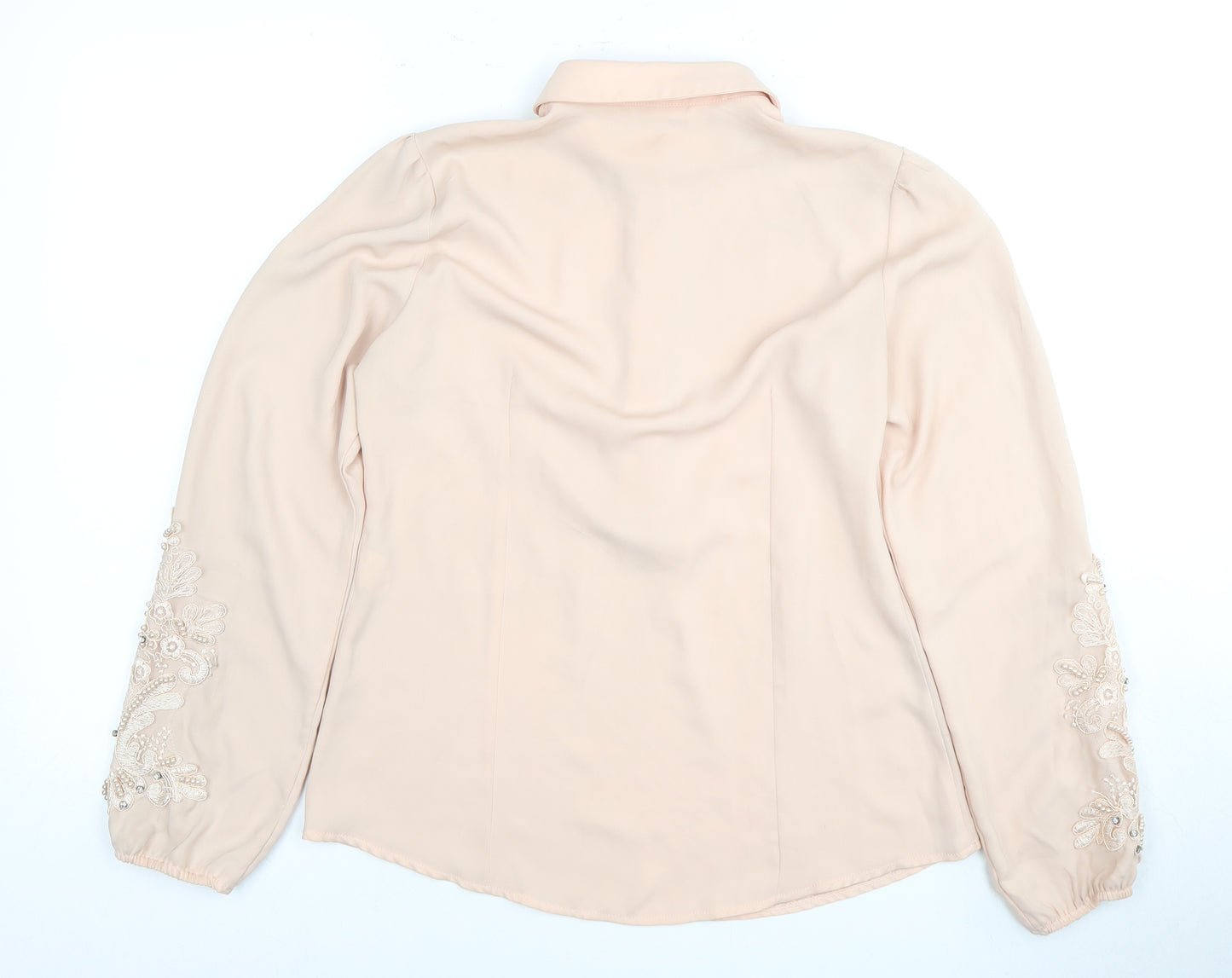 SERIL Beige Women's Long Sleeve Beaded Blouse Size 10