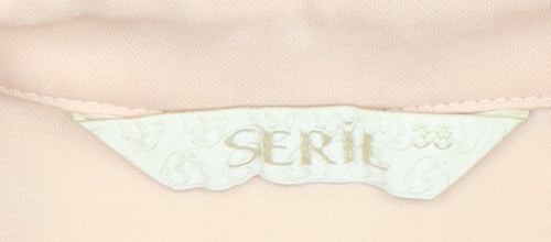 SERIL Beige Women's Long Sleeve Beaded Blouse Size 10