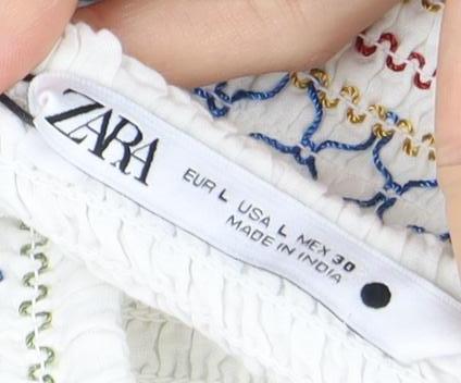 ZARA White Women Peasant Short Skirt Size 2 Cotton