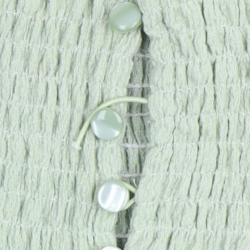 Monki Women's Green Cropped V-Neck Blouse, L