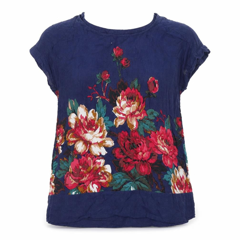 Front view of Joules women’s multicoloured floral cap sleeve top xs
