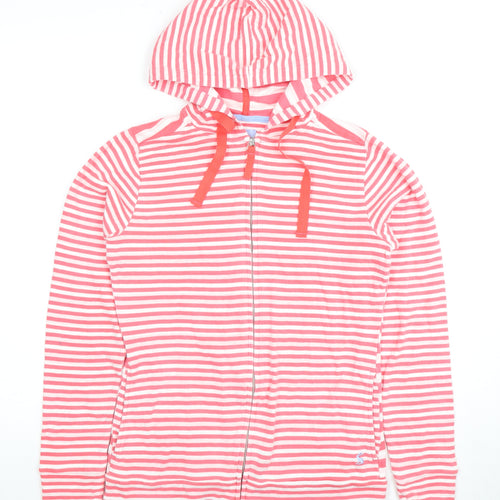Joules Women's Pink Striped Full Zip Hoodie Size 8