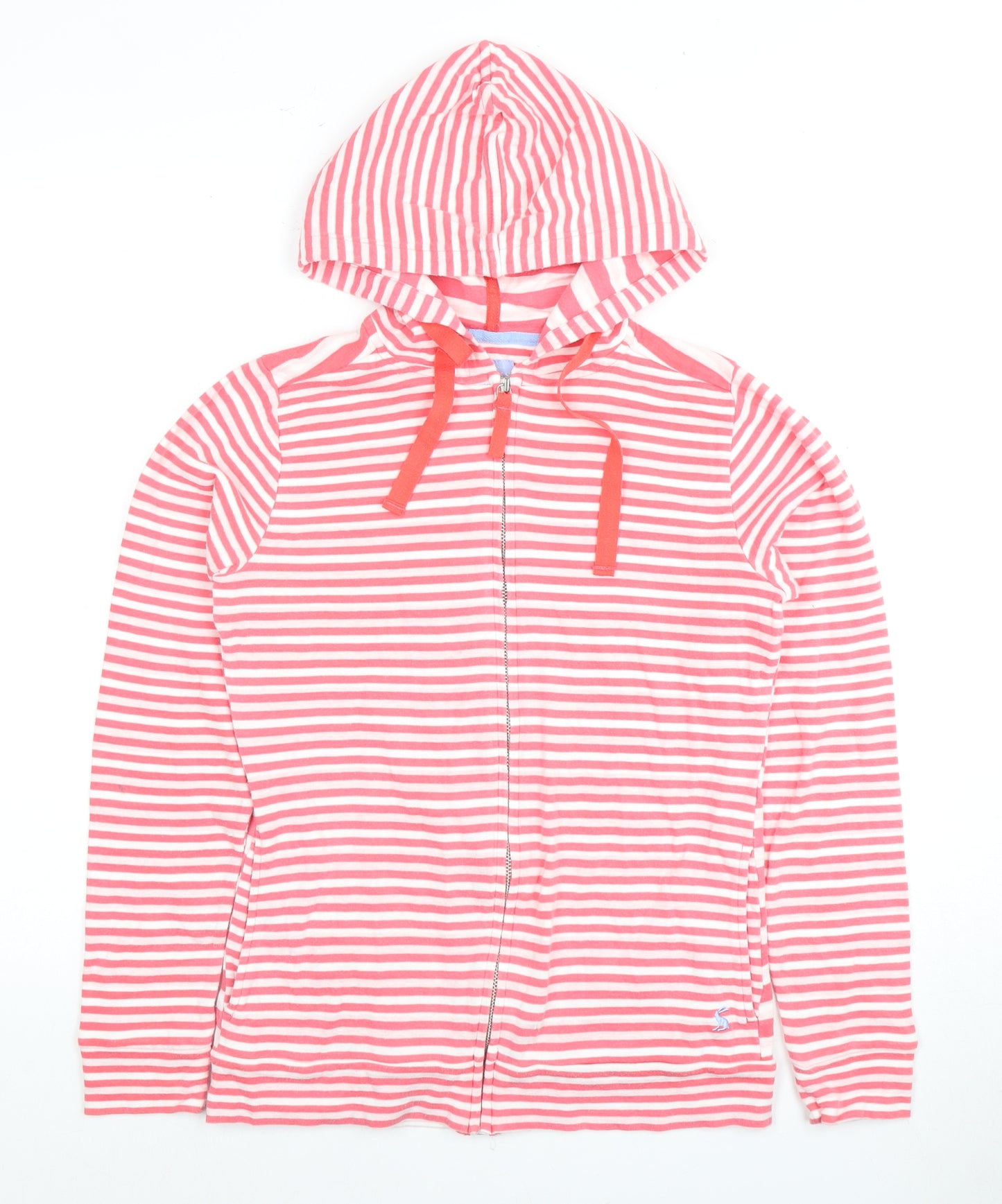 Joules Women's Pink Striped Full Zip Hoodie Size 8