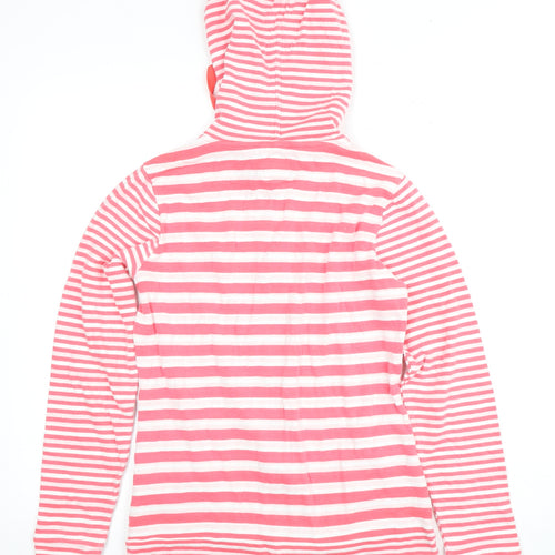 Joules Women's Pink Striped Full Zip Hoodie Size 8