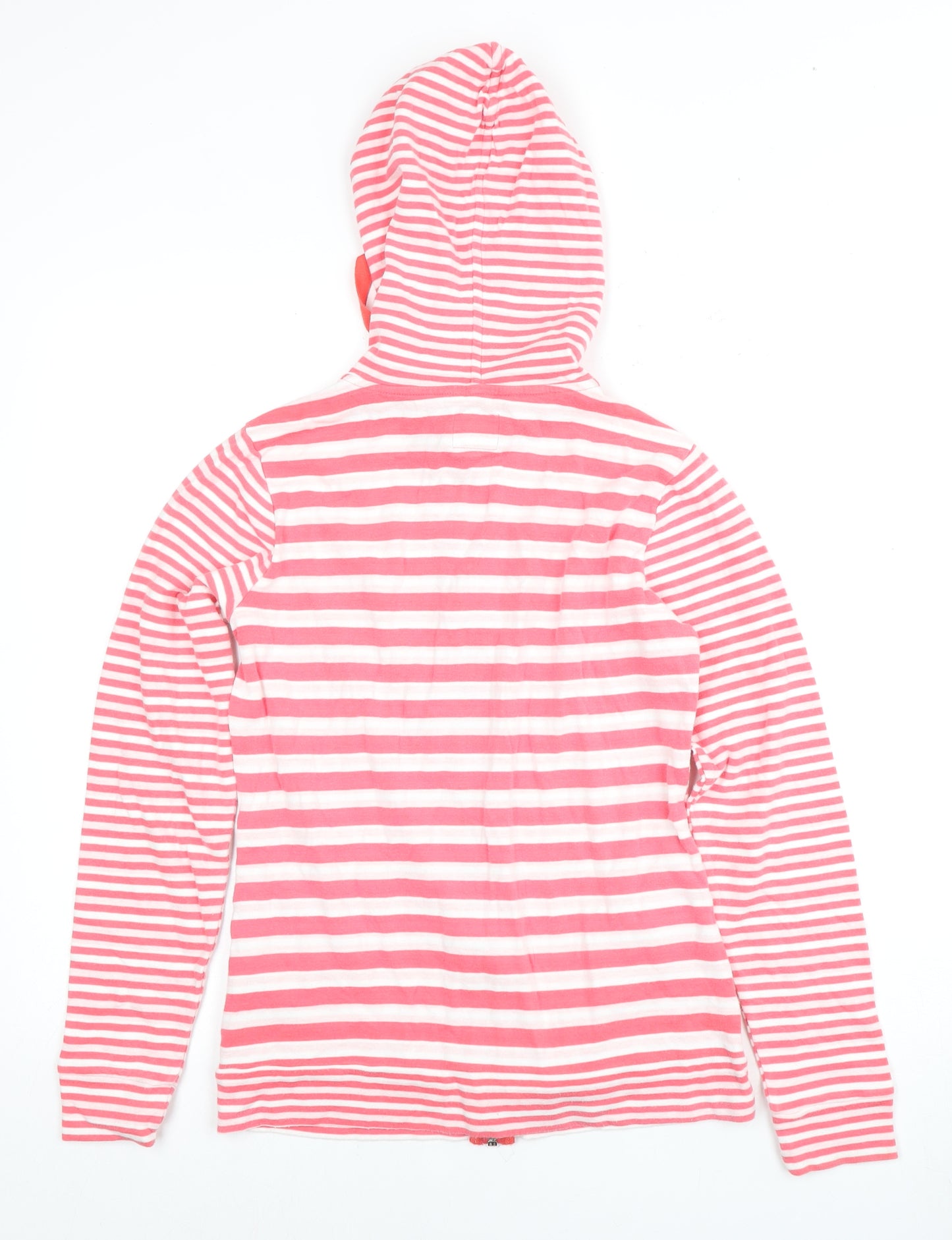 Joules Women's Pink Striped Full Zip Hoodie Size 8