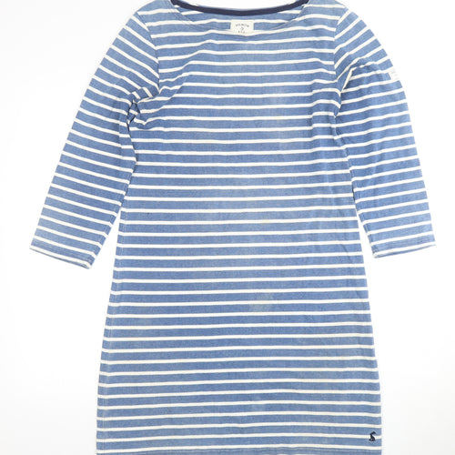 Joules Women's Blue Striped Dress, Size 12, Boat Neck