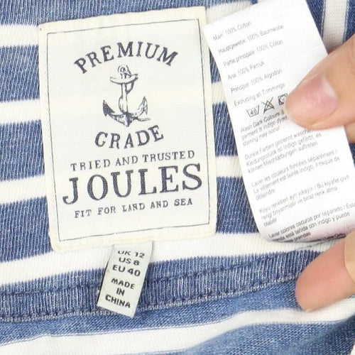 Joules Women's Blue Striped Dress, Size 12, Boat Neck