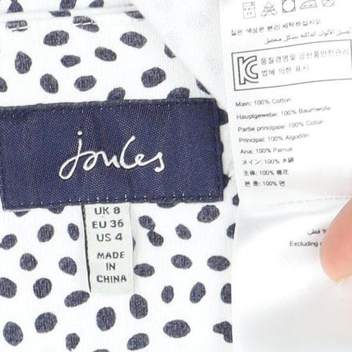 Joules Women's White Animal Print Cotton Dress Size 8