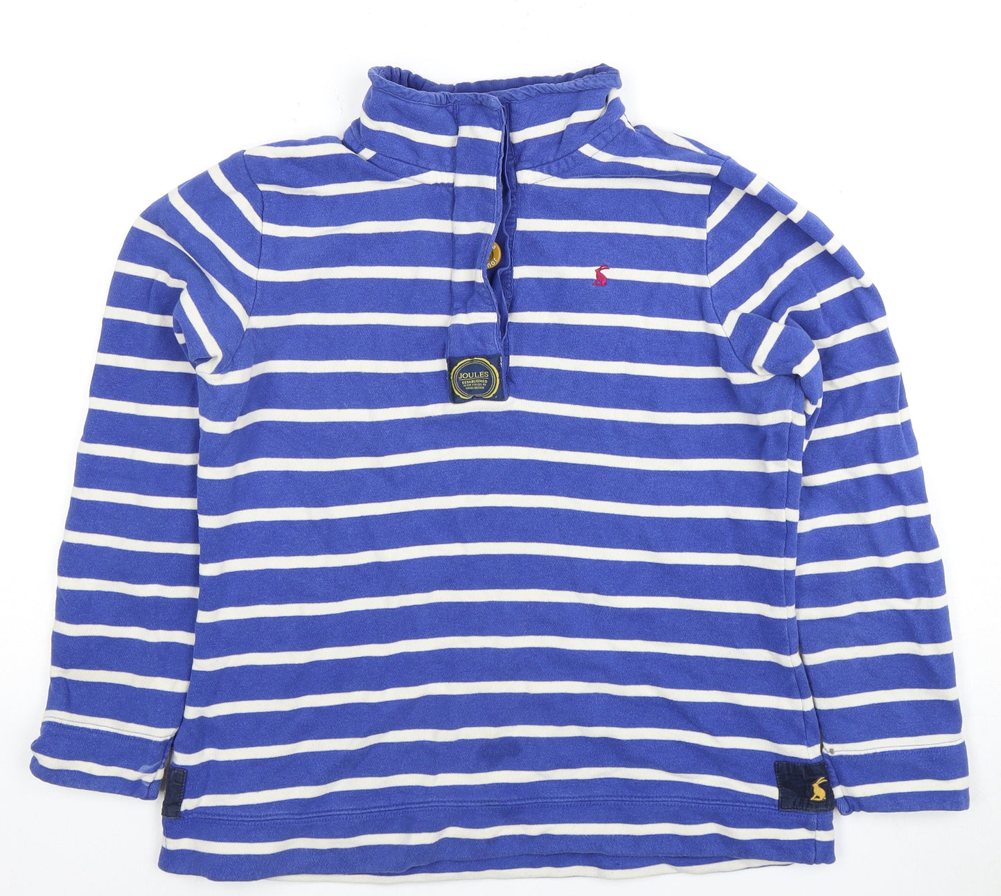 Joules Women's Blue Striped Henley Sweatshirt Size 12