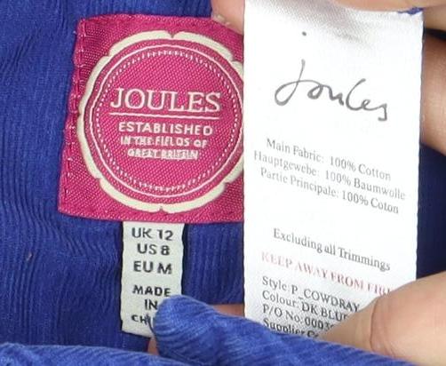 Joules Women's Blue Striped Henley Sweatshirt Size 12
