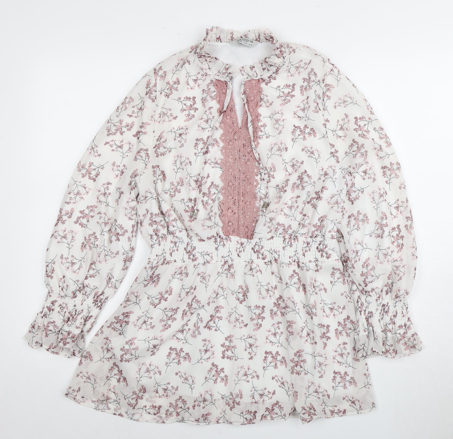 Aranjor Women's Floral High Neck Tunic Blouse - Size 10