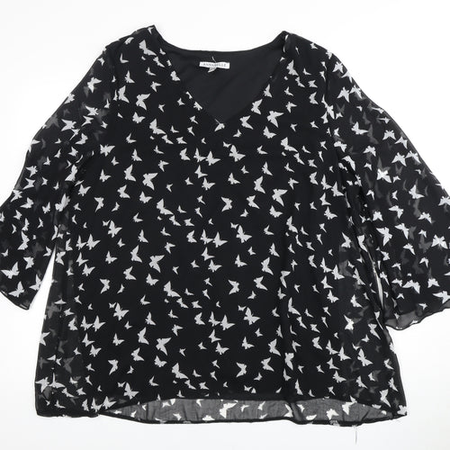Annabelle Women's Black Butterfly Blouse Size 18