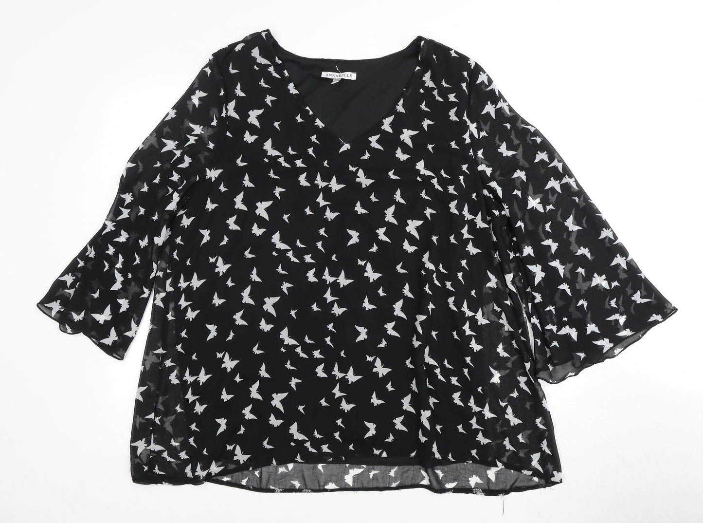 Annabelle Women's Black Butterfly Blouse Size 18