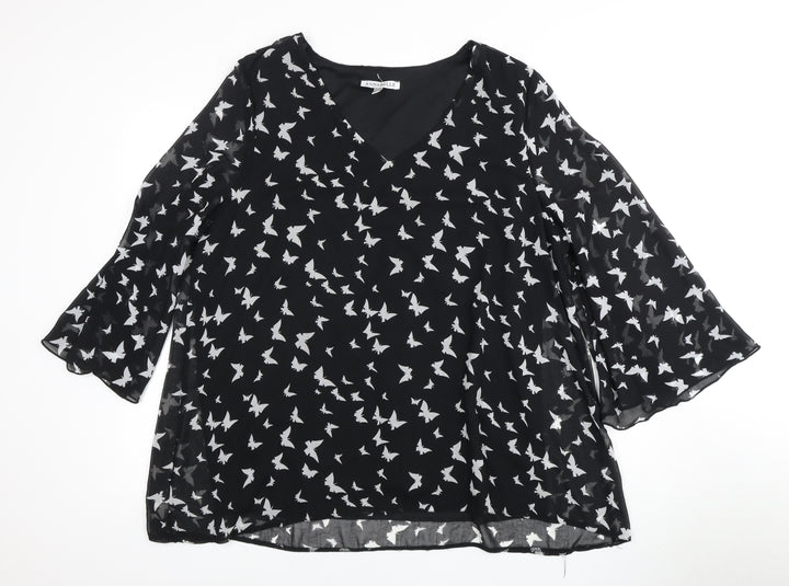 Annabelle Women's Black Butterfly Blouse Size 18