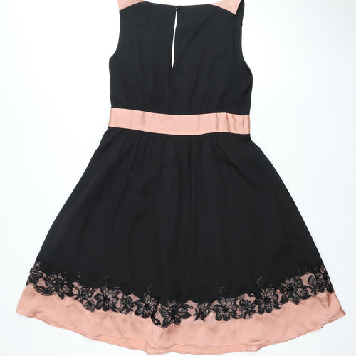 Monsoon Women's Black & Pink A-Line Dress Size 12