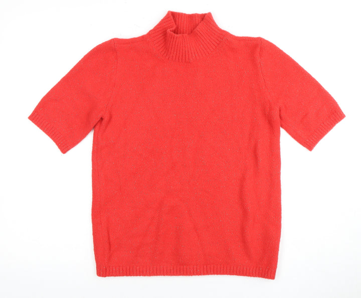 Marks and Spencer Women's Red Mock Neck Jumper XS