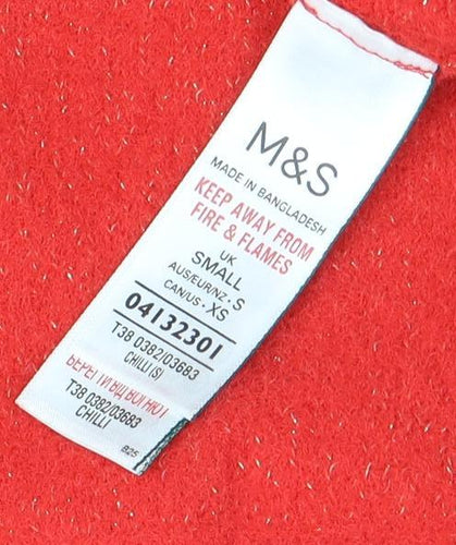 Marks and Spencer Women's Red Mock Neck Jumper XS
