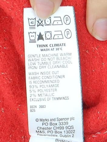 Marks and Spencer Women's Red Mock Neck Jumper XS