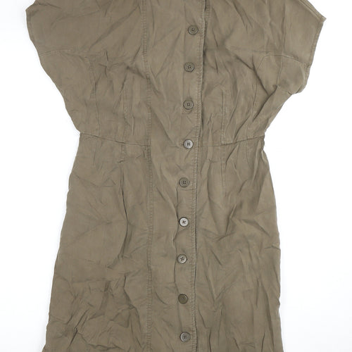 Oliver Bonas Women's Brown Button Dress Size 10