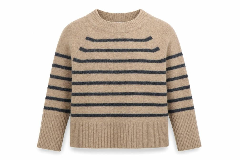 Front view of Next Women Beige Striped Wool jumper M