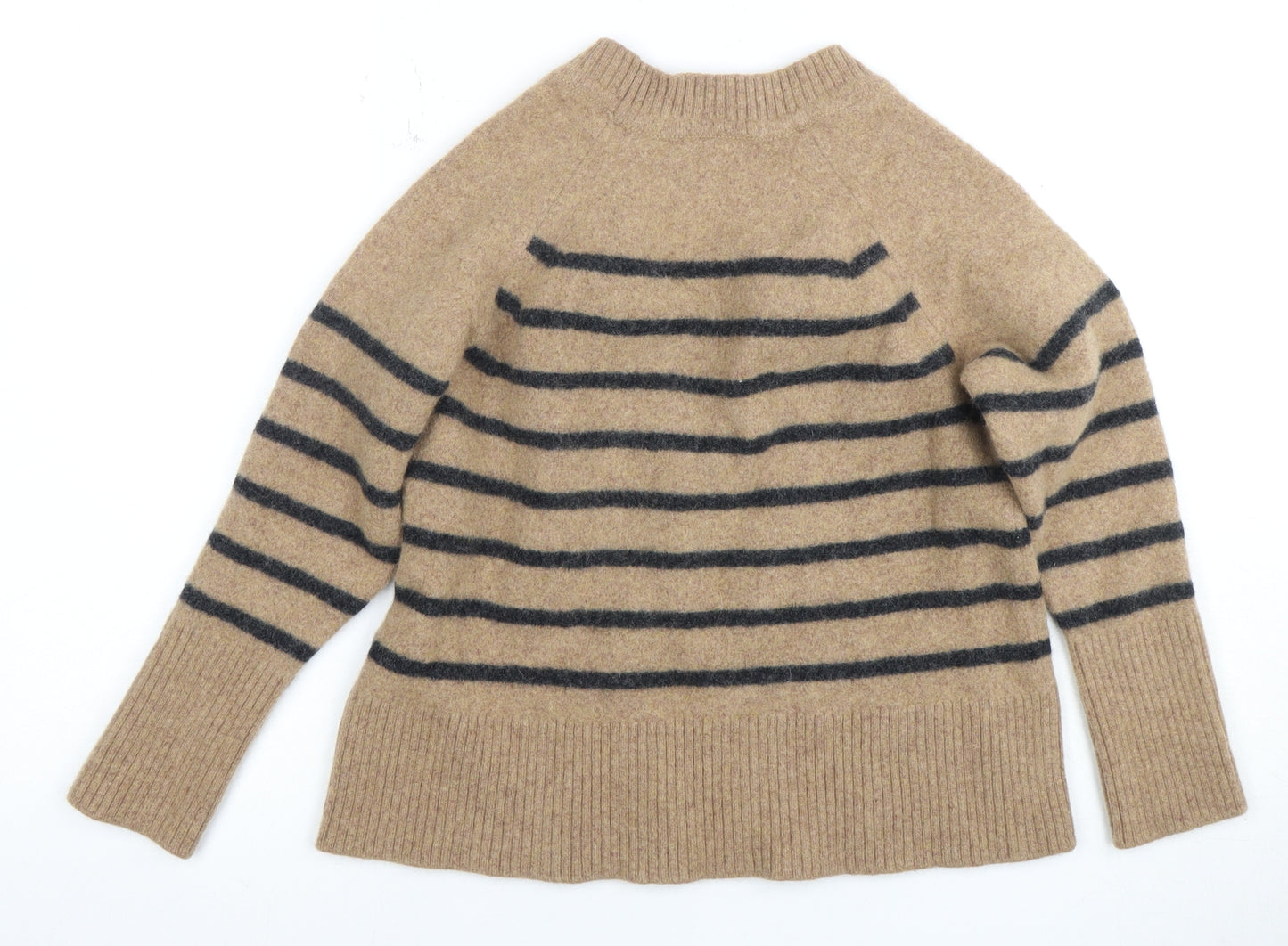 Next Women Beige Striped Wool Pullover Jumper M
