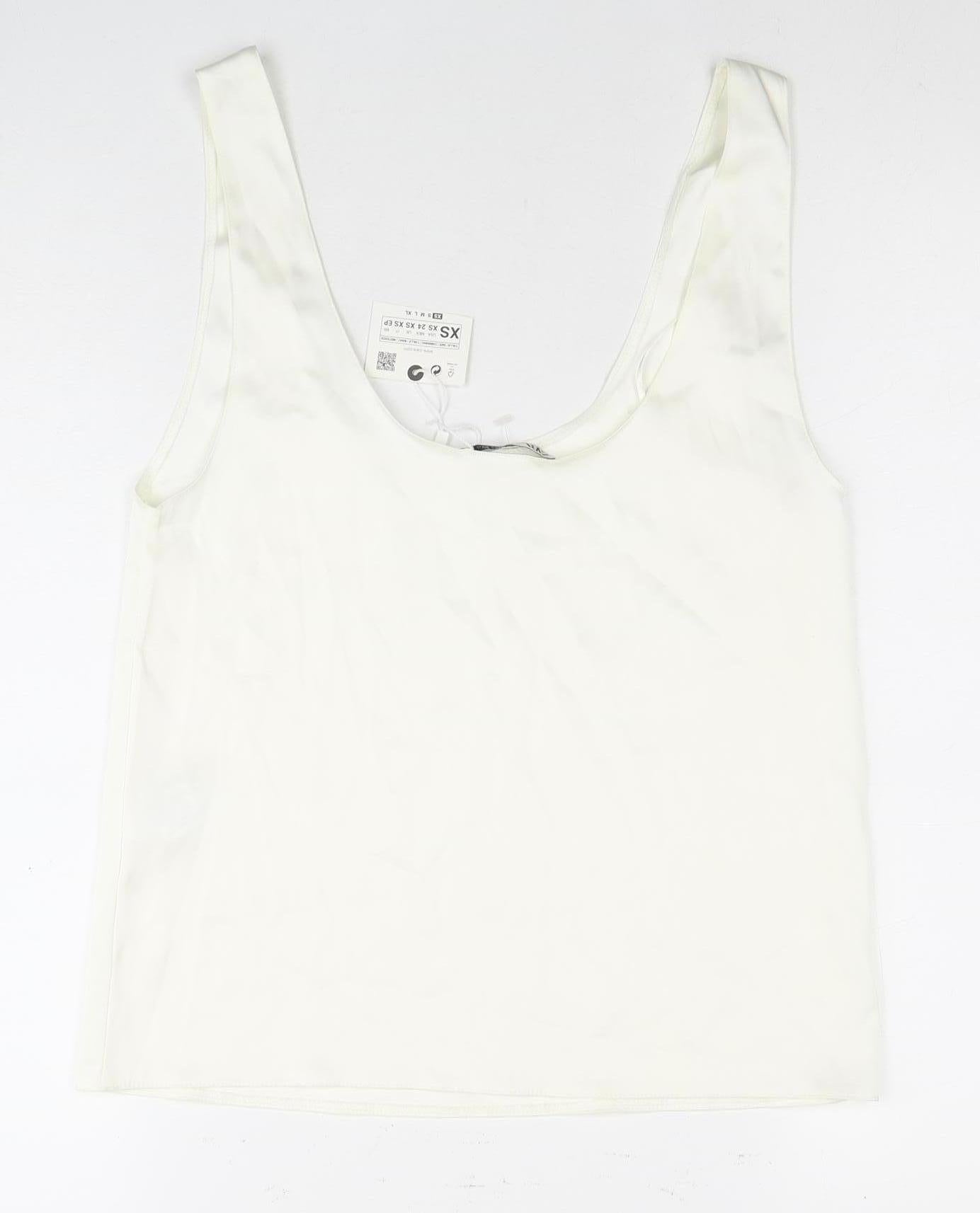 Zara Women's XS White Scoop Neck Tank Top
