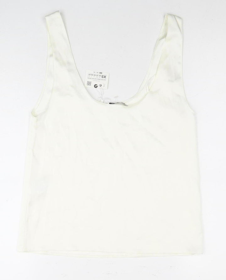 Zara Women's XS White Scoop Neck Tank Top