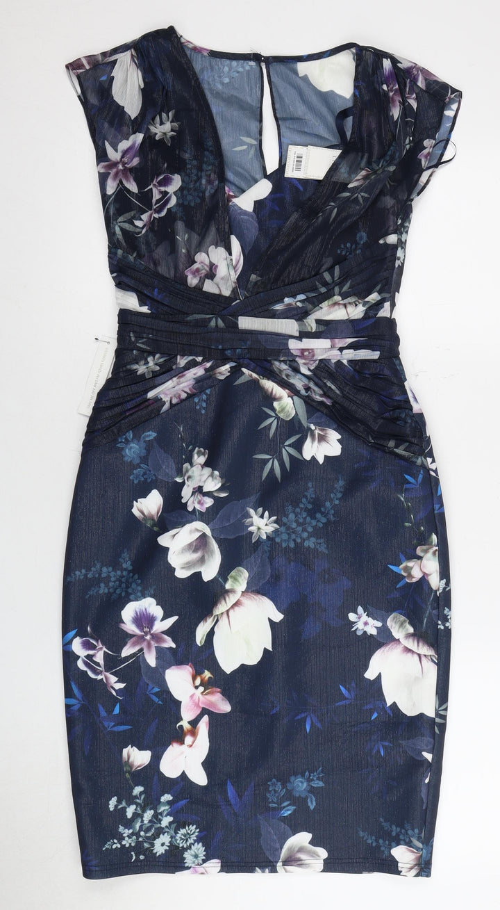 Lipsy Women's Floral Strapless Bodycon Dress, Size 8