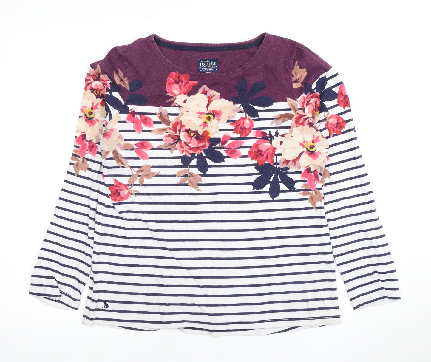 Joules Women's Multicoloured Floral Stripe T-Shirt Size 12