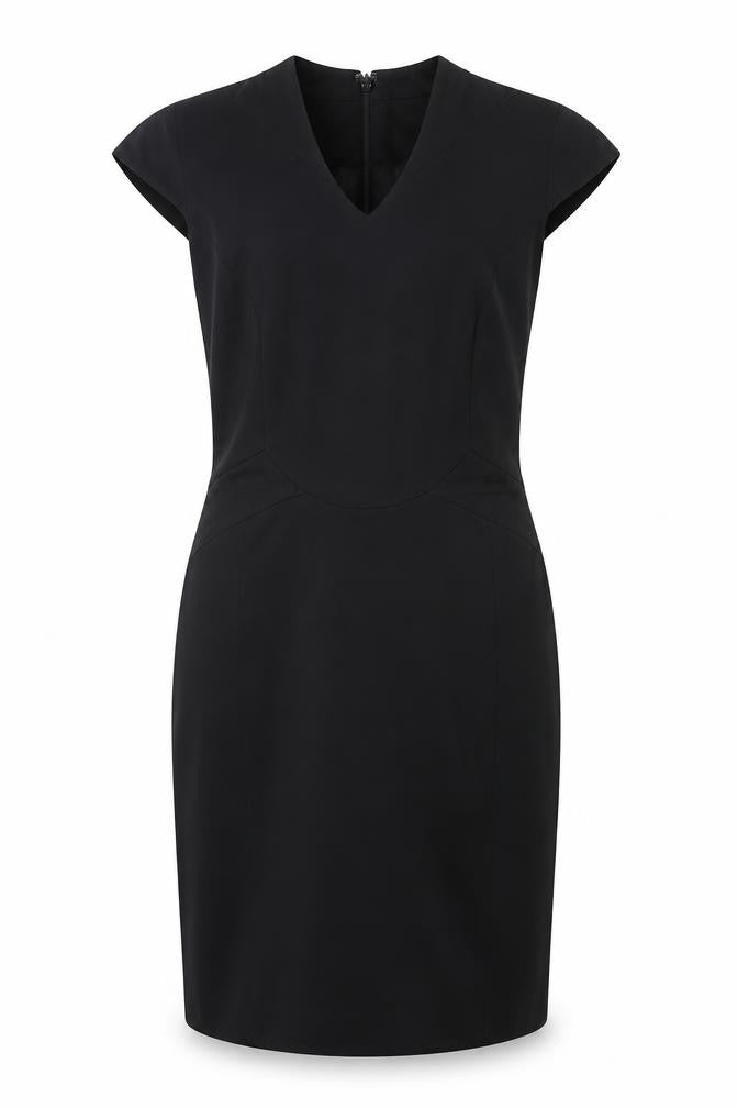 Reiss Women’s Black Sheath Dress 8 V-Neck Knee Length