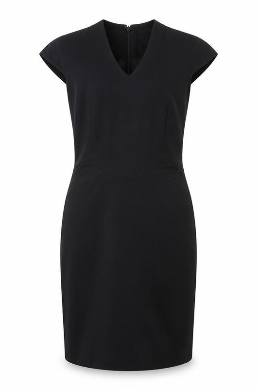 Reiss Women’s Black Sheath Dress 8 V-Neck Knee Length