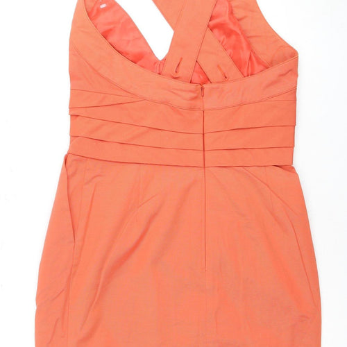 Reiss Women's Orange Knee Length Bodycon Dress Size 6