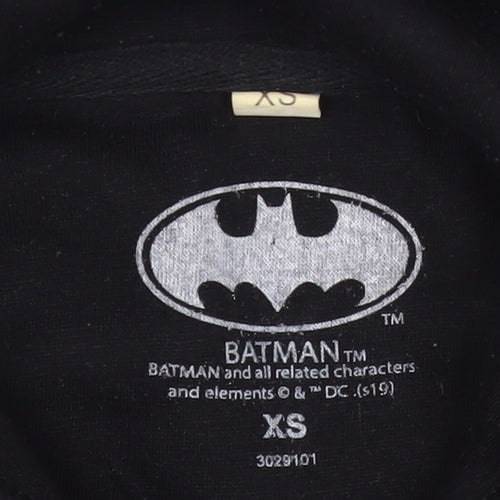 Batman Logo Black Hoodie, XS Unisex Pullover, Comic Style
